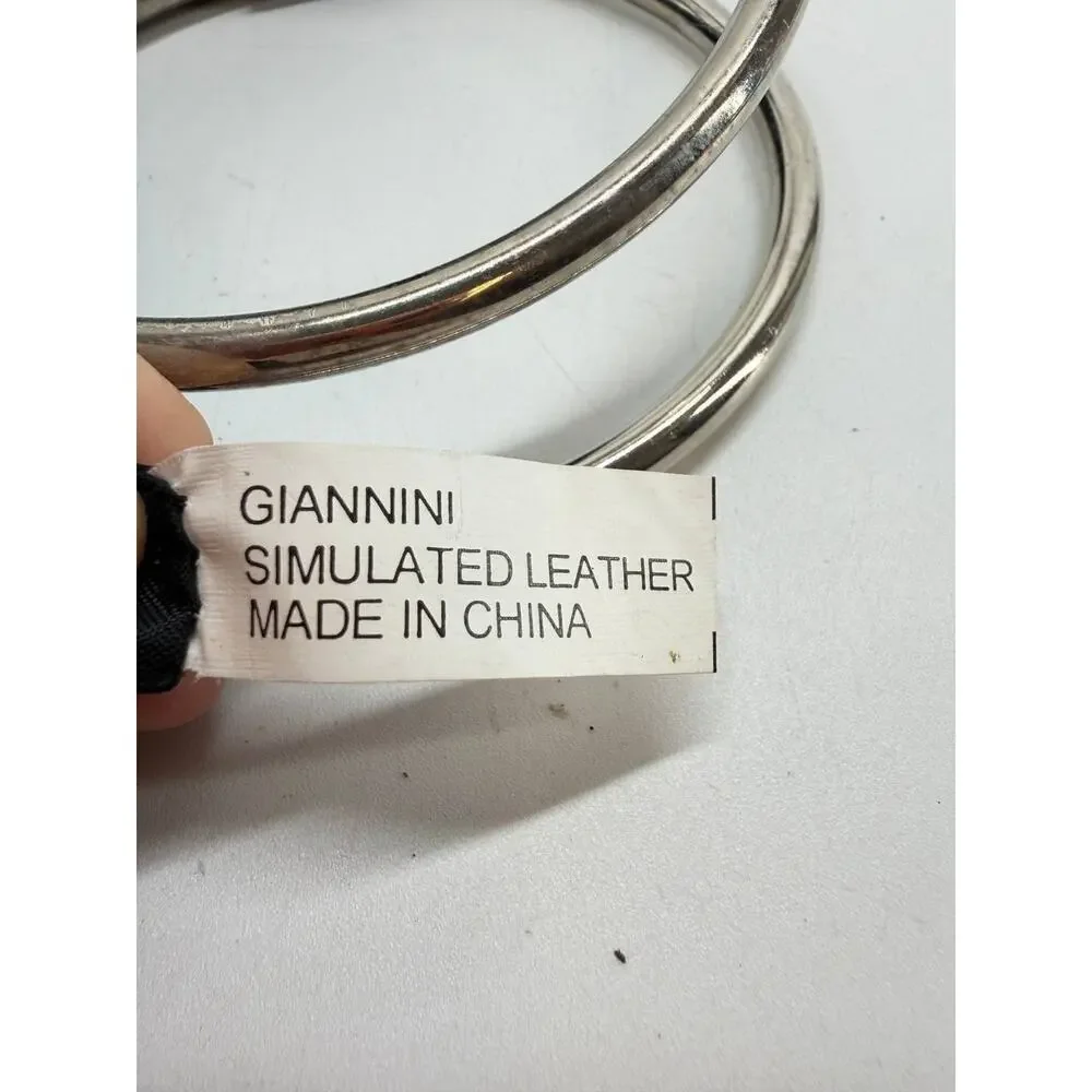 Giannini Black Ring Handle Clutch Purse Faux Leather Evening Handbag